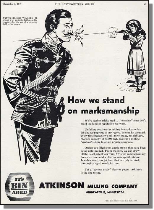 Atkinson Milling Company Ad depicting Oakley and the Kaisers supposed encounter