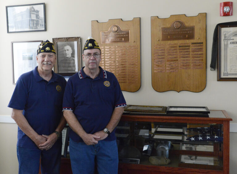 Laurence Stahl, left, past commander of Manuel E. Reams Post 182 Manuel E. Reams Post 182