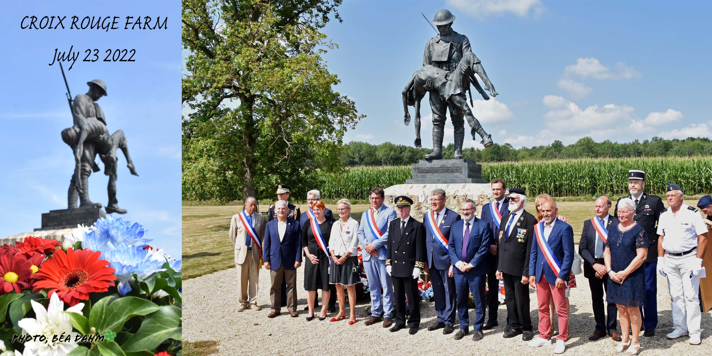 delegation of dignitaries in front of the WWI monument