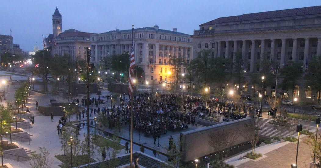 An aerial view of the WWI memorial