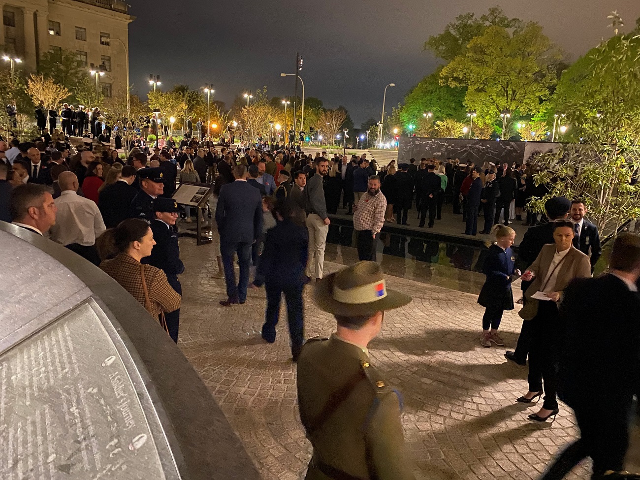 A large crowd at night