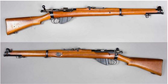 Two pictures of the Lee Enfield Bolt Action Rifle