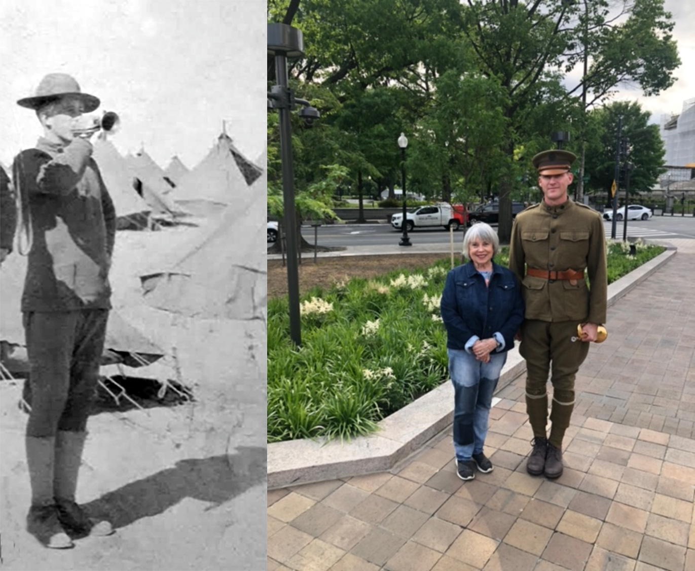 Then and now bugler