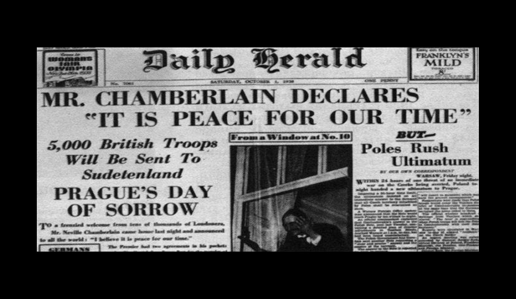 Peace In Our Time headlines framed