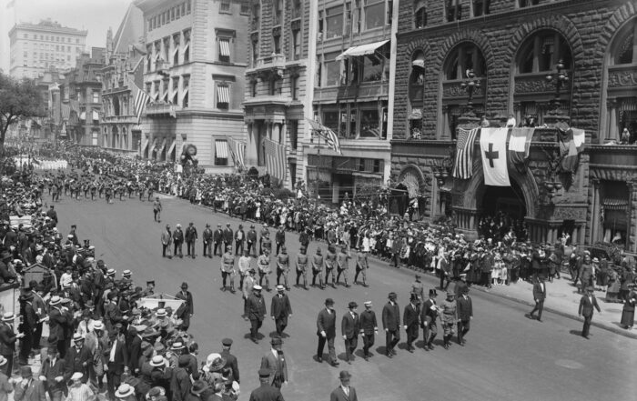 A WWI parade in New York City near the end of war.