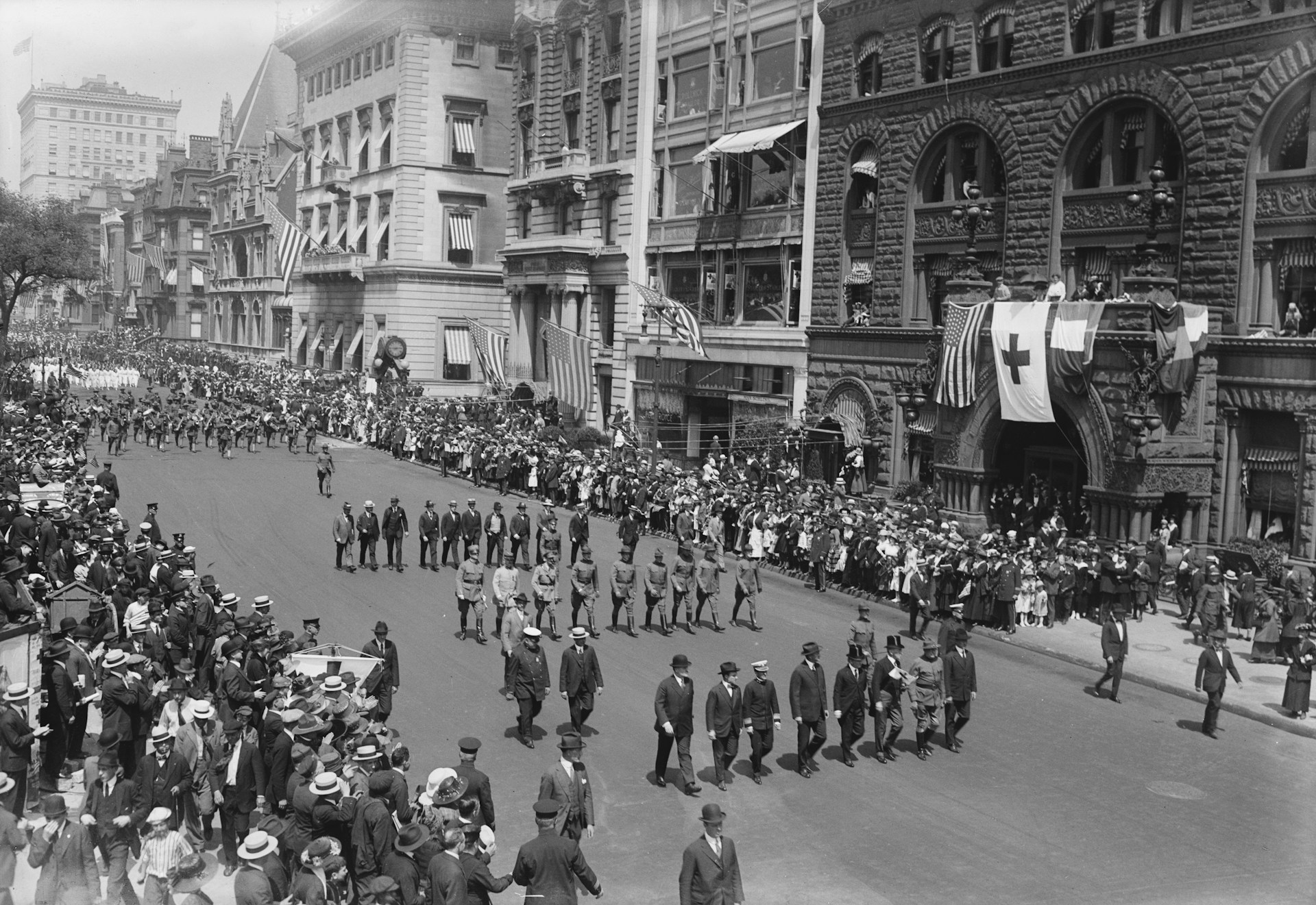A WWI parade in New York City near the end of war.